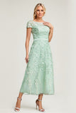 A-Line/Princess Tulle Lace Scoop Tea-Length Mother of the Bride Dresses