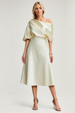 A-Line/Princess Charmeuse Ruched Tea-Length Mother of the Bride Dresses