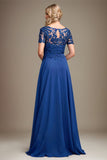 A-line Scoop Appliques Lace Floor-Length Mother of the Bride Dress