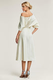 A-Line/Princess Charmeuse Ruched Tea-Length Mother of the Bride Dresses