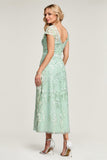 A-Line/Princess Tulle Lace Scoop Tea-Length Mother of the Bride Dresses