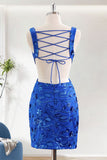 Royal Blue Bodycon V-Neck Short Homecoming Dress