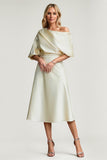 A-Line/Princess Charmeuse Ruched Tea-Length Mother of the Bride Dresses