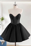 Black A Line Strapless Corset Homecoming Dress with Beading