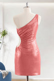 Fuchsia Bodycon One Shoulder Short Homecoming Dress