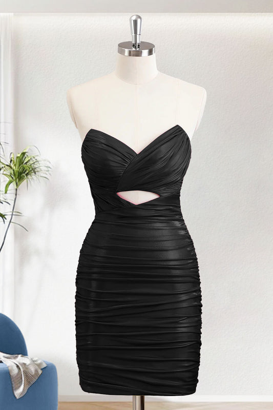 Metallic Black Bodycon Sweetheart Short Homecoming Dress