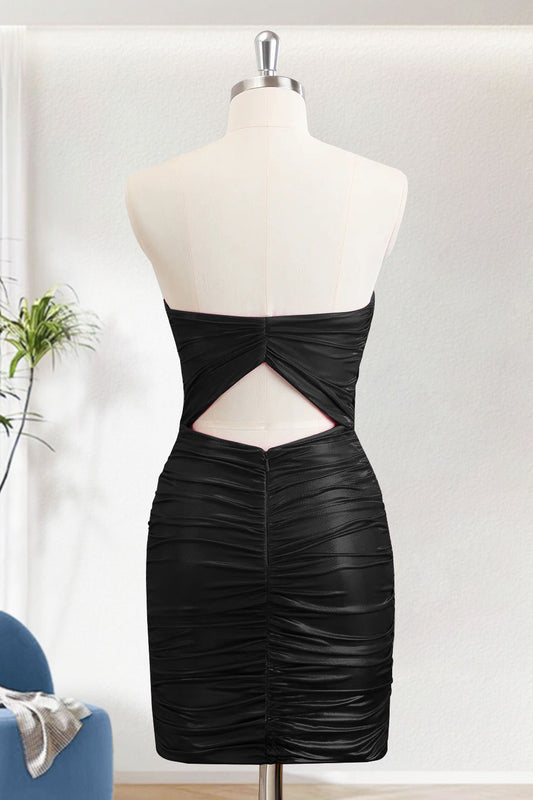 Metallic Black Bodycon Sweetheart Short Homecoming Dress