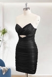 Metallic Black Bodycon Sweetheart Short Homecoming Dress