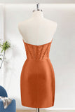 Orange Bodycon Sweetheart Short Homecoming Dress With Beadings