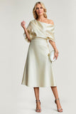 A-Line/Princess Charmeuse Ruched Tea-Length Mother of the Bride Dresses