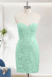 Green Bodycon Sweetheart Short Corset Homecoming Dress With Appliques