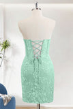 Green Bodycon Sweetheart Short Corset Homecoming Dress With Appliques