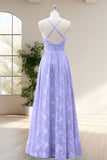 Lilac A Line Pleated Maxi Dress with Butterfly Appliques